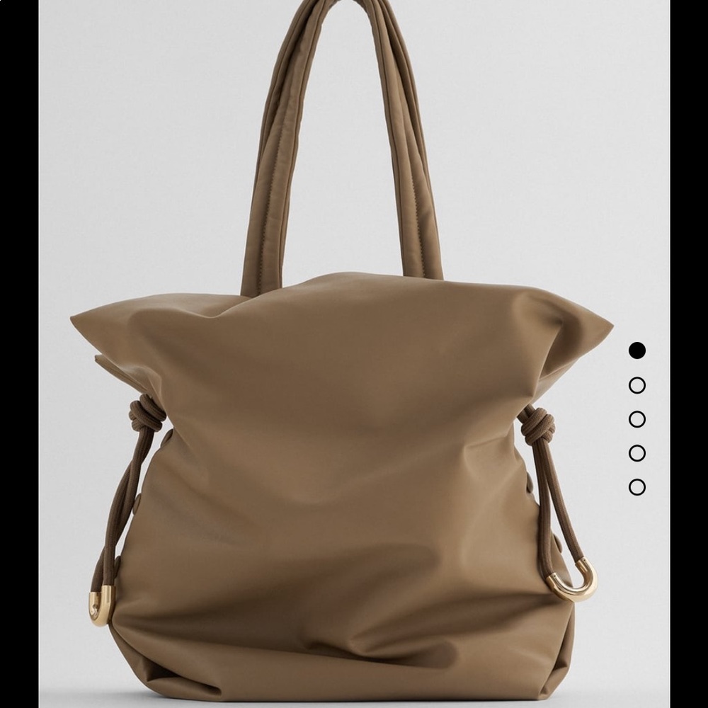 Zara taupe lined button maxi bucket bag